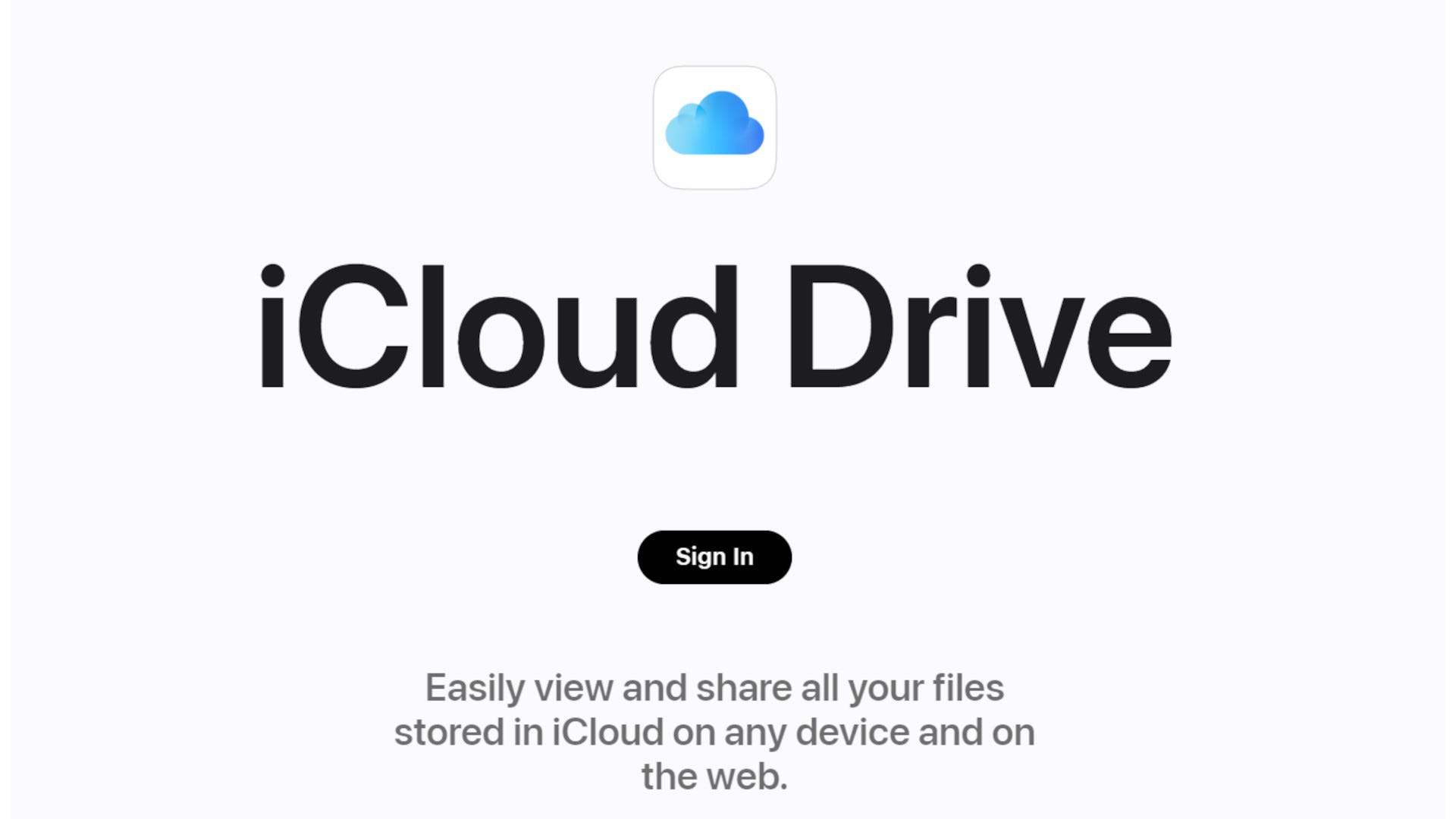un'immagine mostra una pagina Web di archiviazione cloud iCloud.