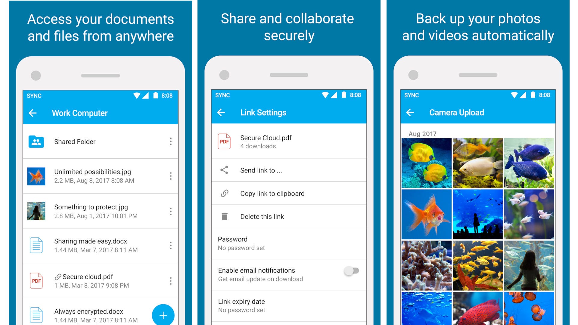 un'immagine mostra l'app Sync cloud storage.