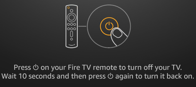 Premi il pulsante di accensione sul telecomando Fire TV Stick.