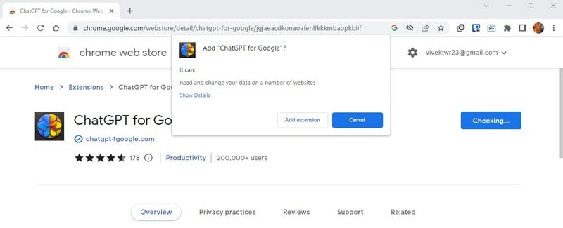 Aggiungi ChatGPT per Google a Chrome