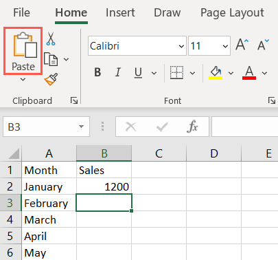 Pulsante Incolla in Excel