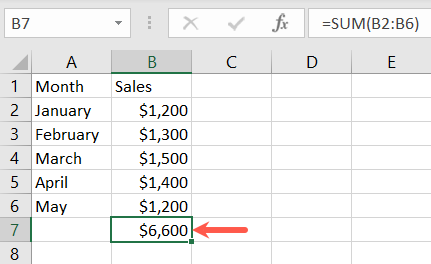 Risultato della somma in Excel
