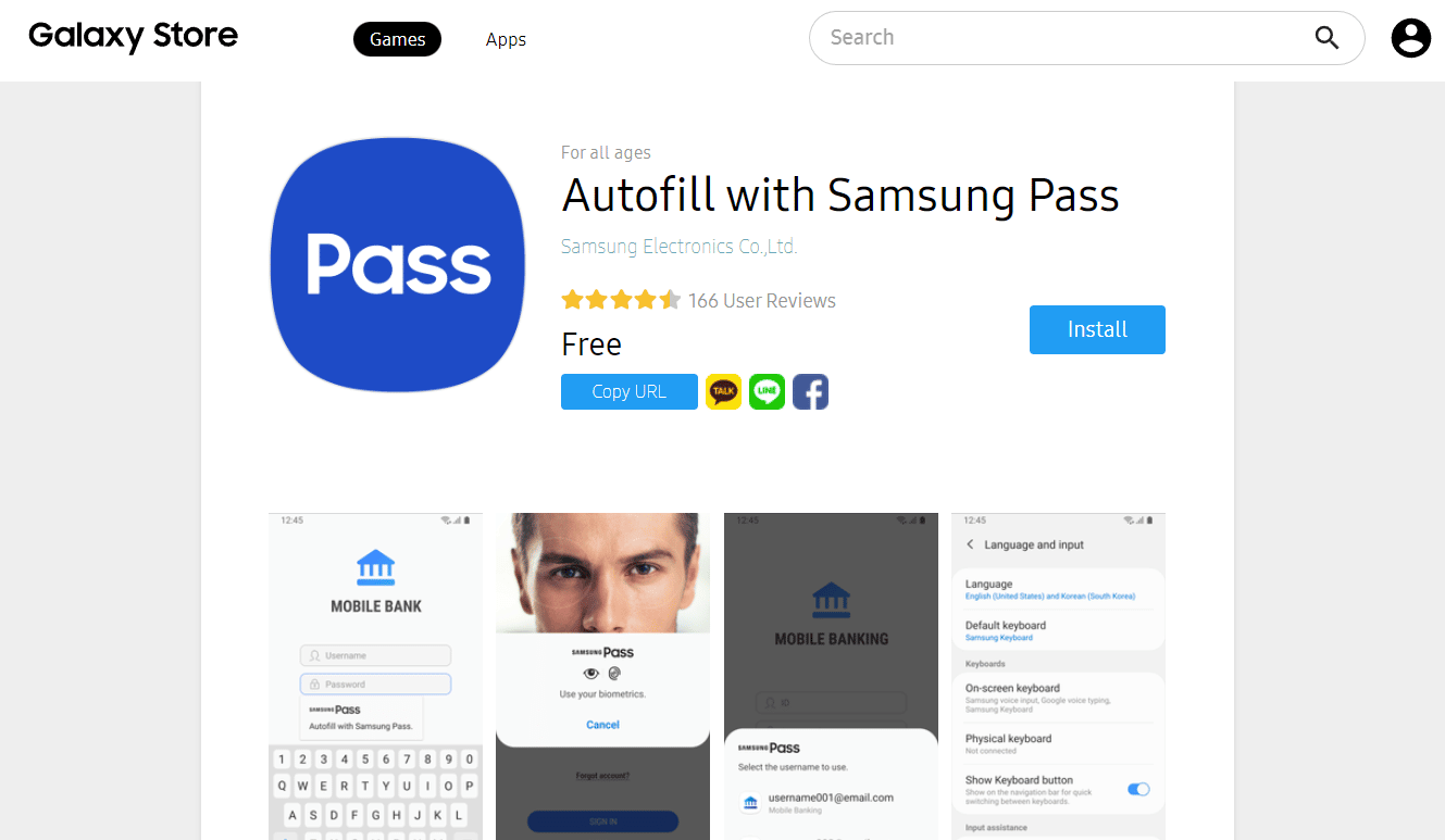 Compilazione automatica con Samsung Pass su Galaxy Store