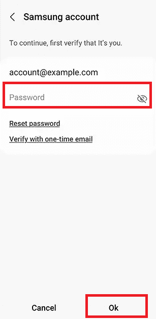 Inserisci la password del tuo account per la verifica e tocca Ok