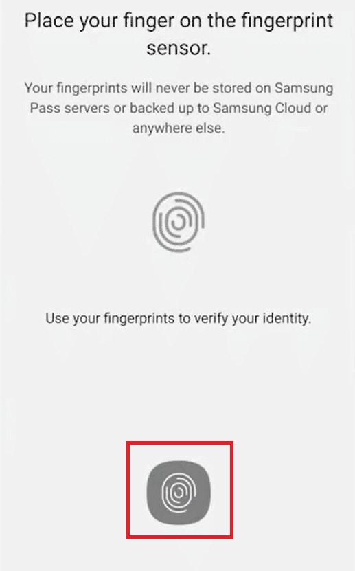 Scansiona la tua impronta digitale a scopo di verifica