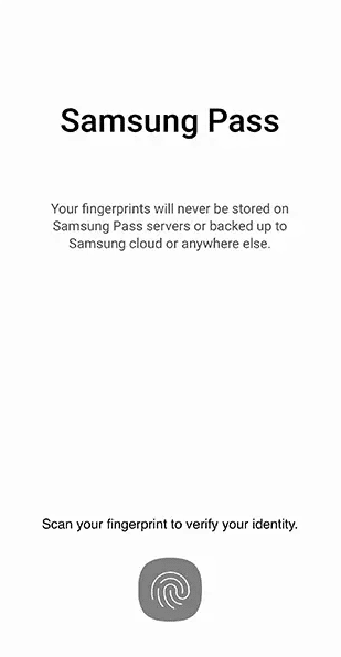 verifica i tuoi dati biometrici per accedere al menu Samsung Pass