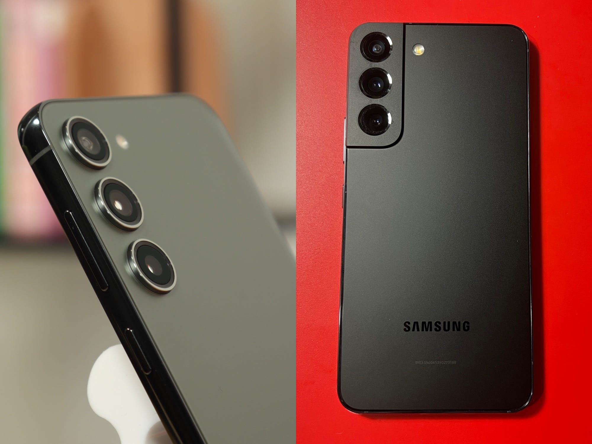 Un'immagine composita di un Samsung Galaxy S23+ e di un Samsung Galaxy S22.