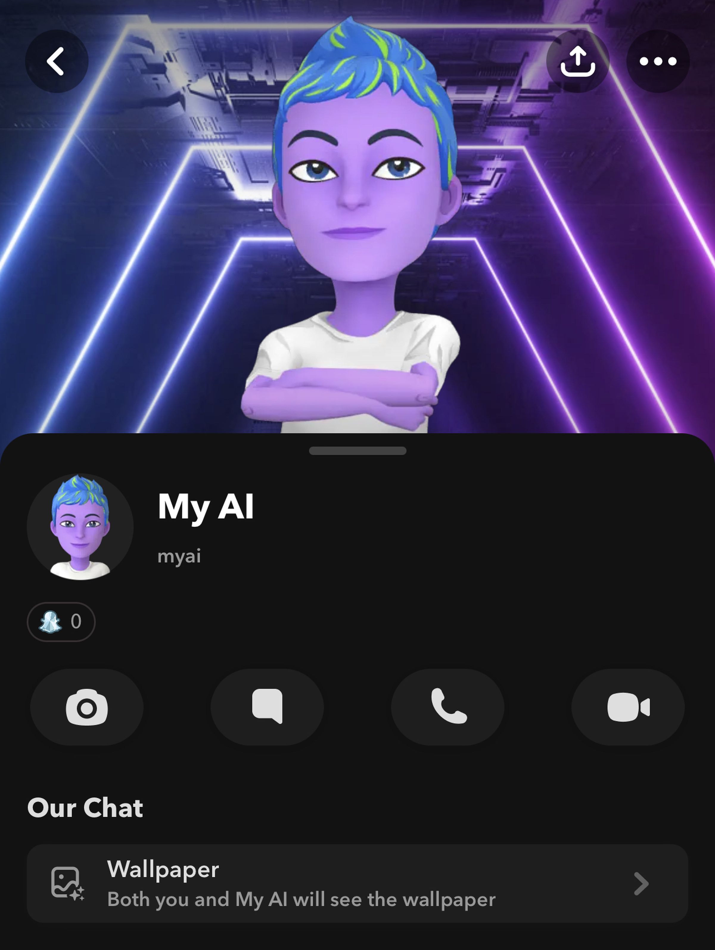 Uno screenshot del chatbot My AI di Snap.