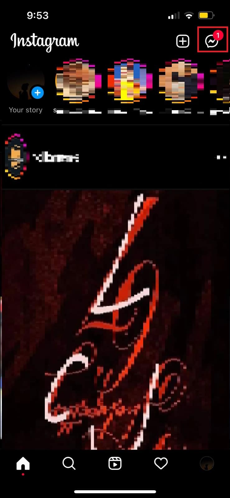 Tocca il simbolo della freccia nell'angolo in alto a destra di Instagram.