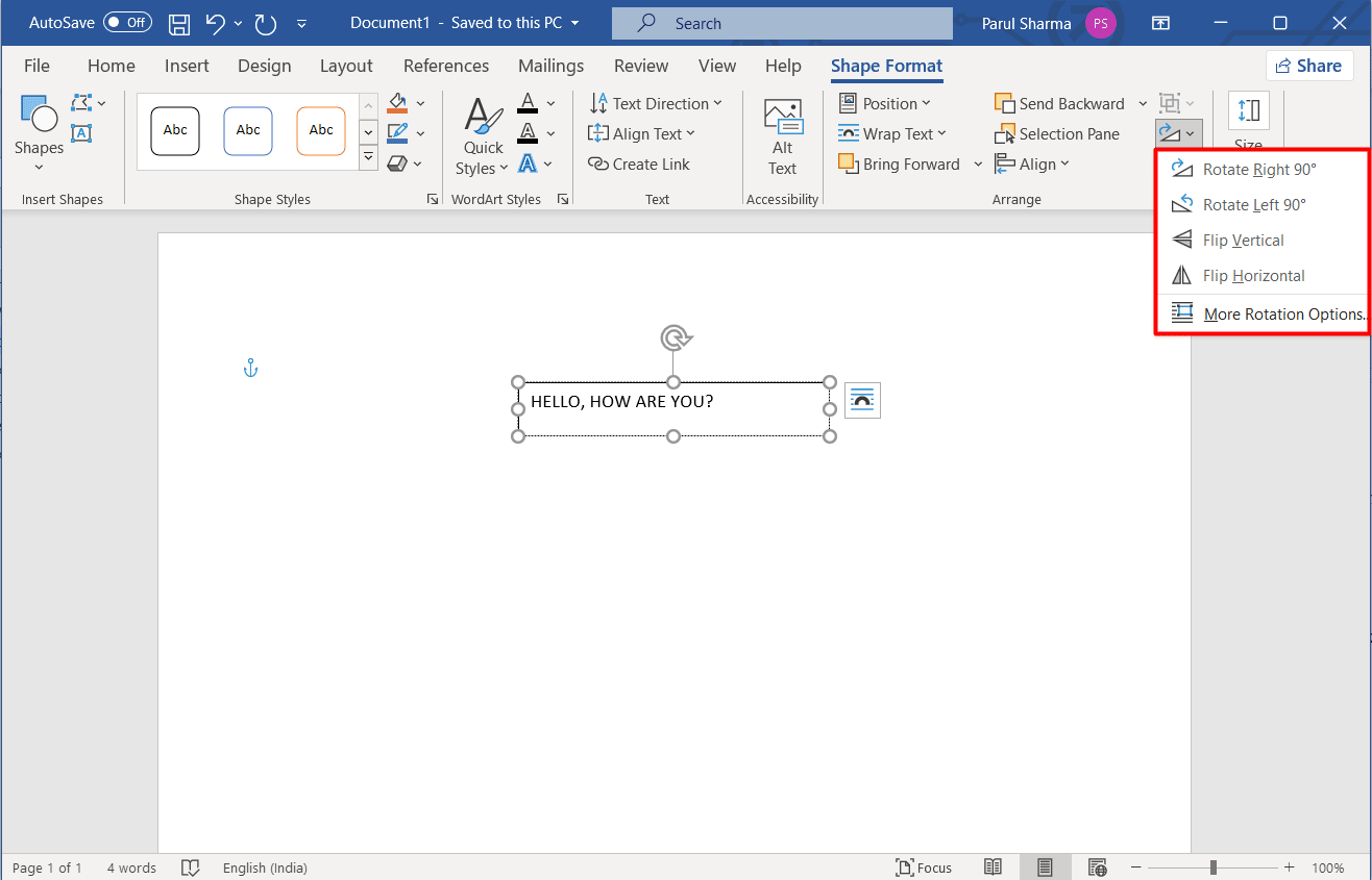 Seleziona la tua opzione preferita dal menu in parola. Come rendere il testo verticale in Word