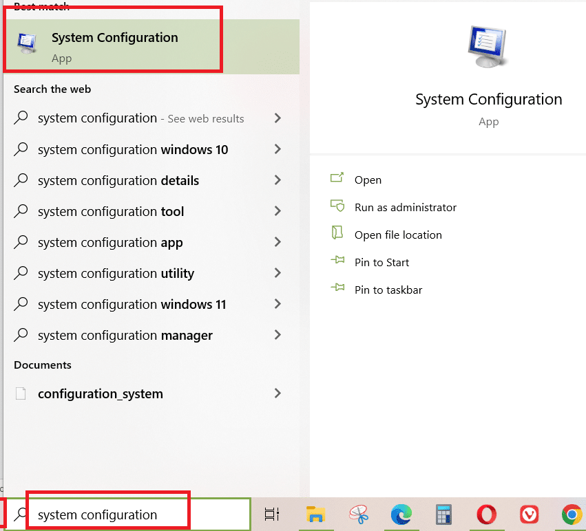 aprire Configurazione di sistema