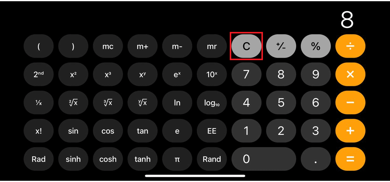 Toccare il pulsante C per annullare il calcolo. | Come vedere la cronologia sulla calcolatrice iPhone