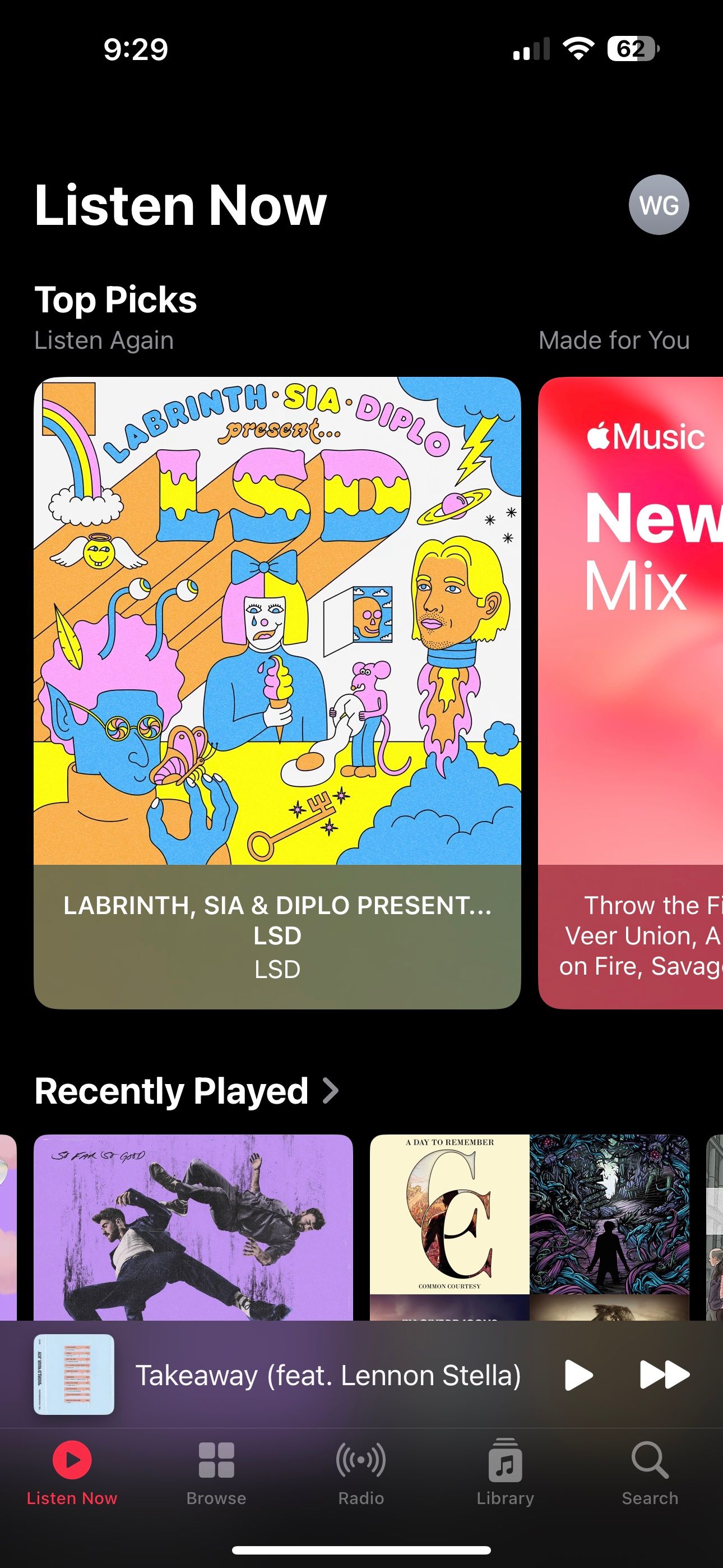 Pagina Ascolta ora in Apple Music