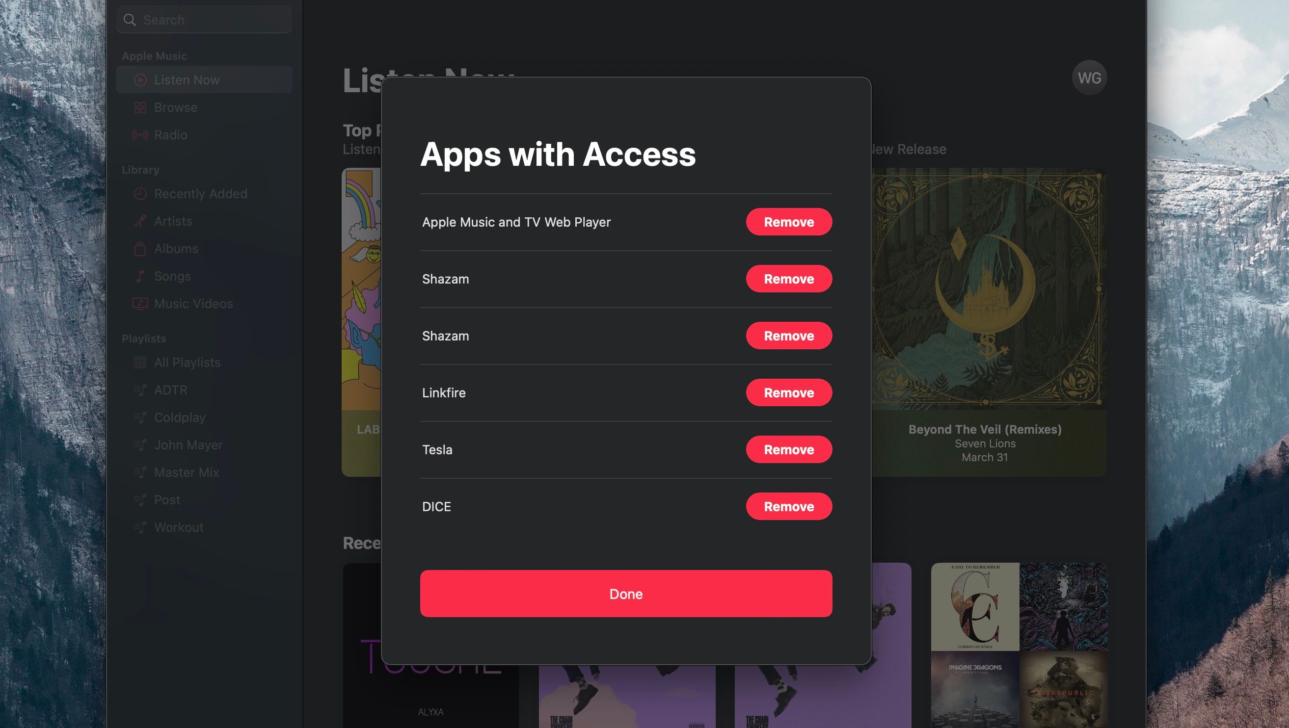 Accesso alle app in Apple Music su Mac