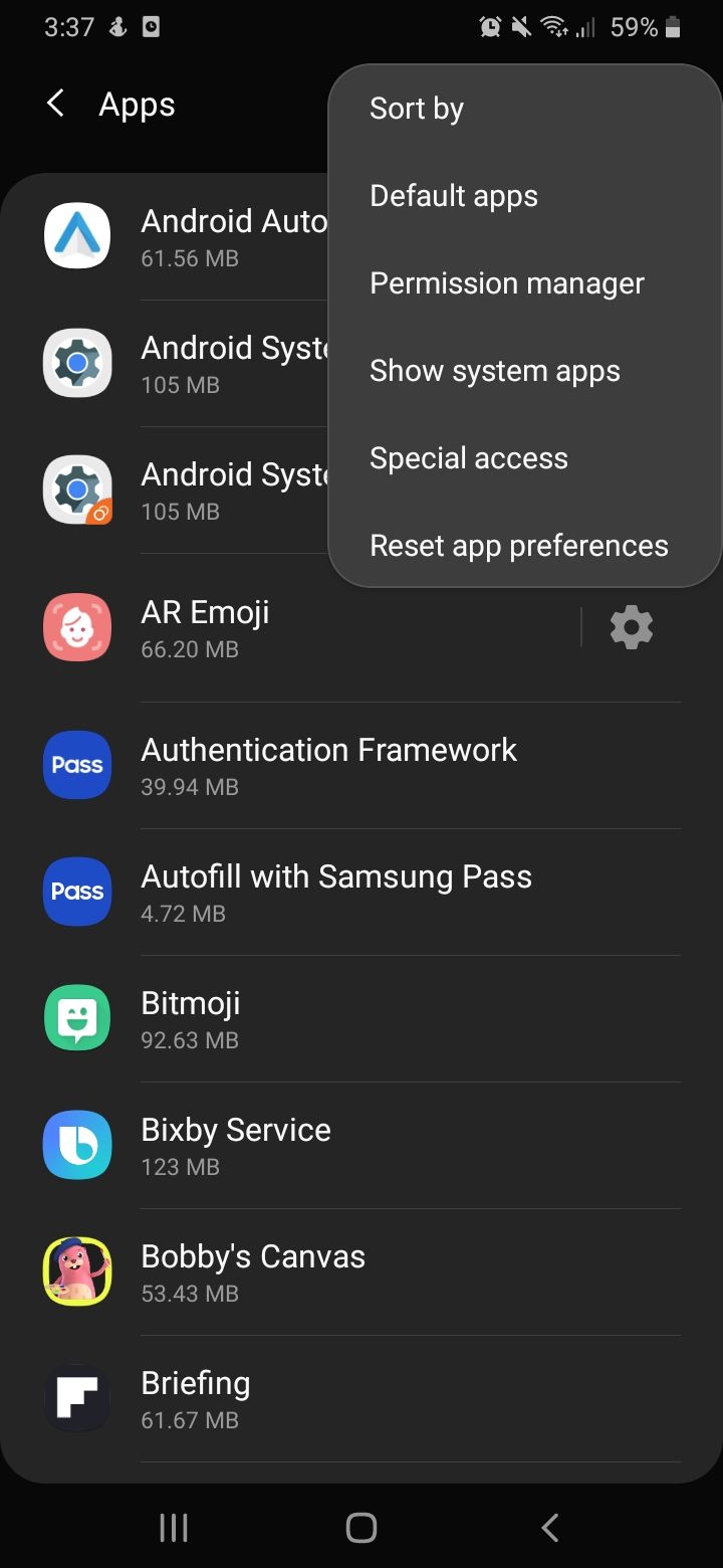 elenco di app nel telefono Android