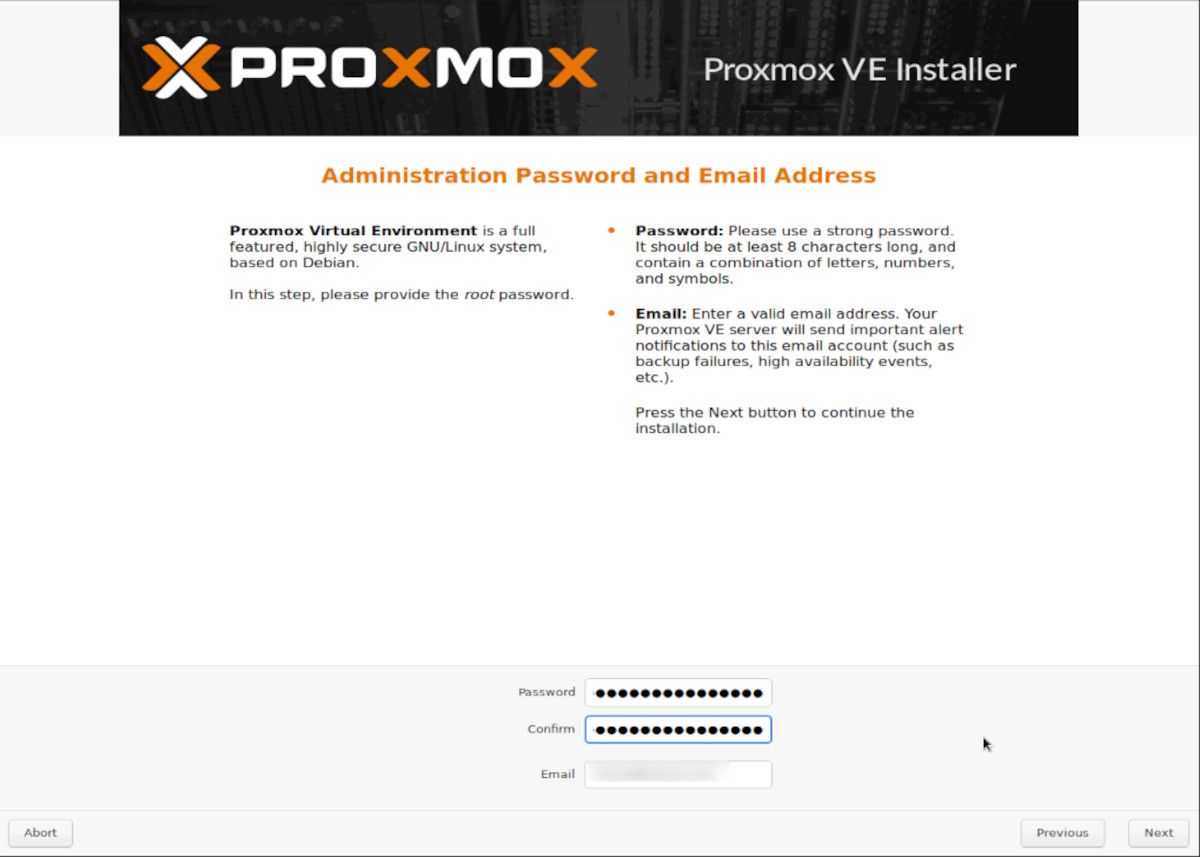 impostare la password dell'amministratore su proxmox