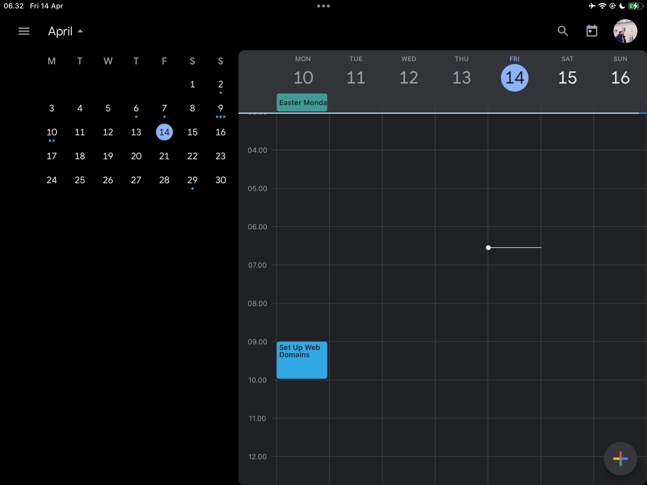 Schermata di Google Calendar su iPad