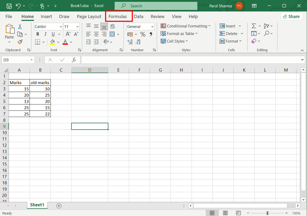 clicca su Formule in alto | come eliminare gli intervalli denominati in excel