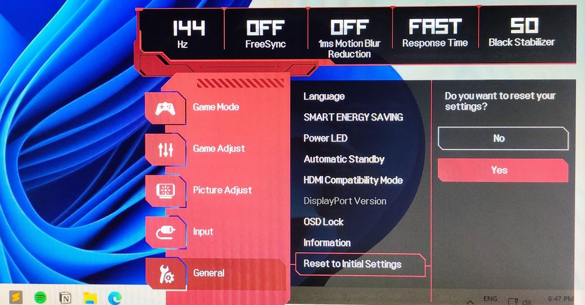 Impostazioni monitor LG