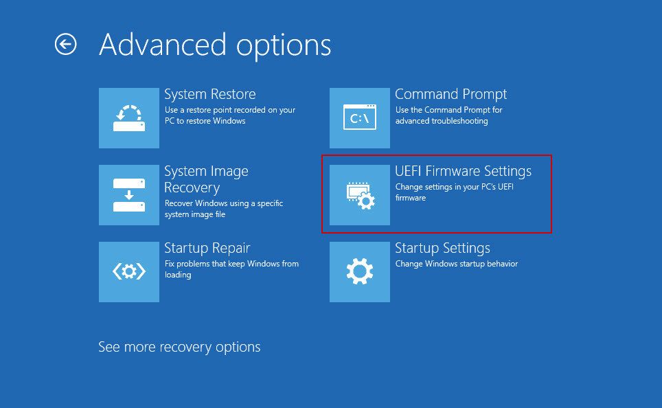 Impostazioni del firmware UEFI