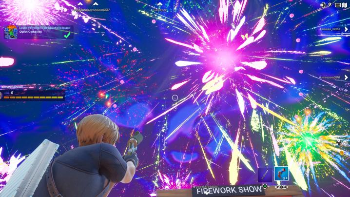 Lancio di fuochi d'artificio a Coachella Island in Fortnite.