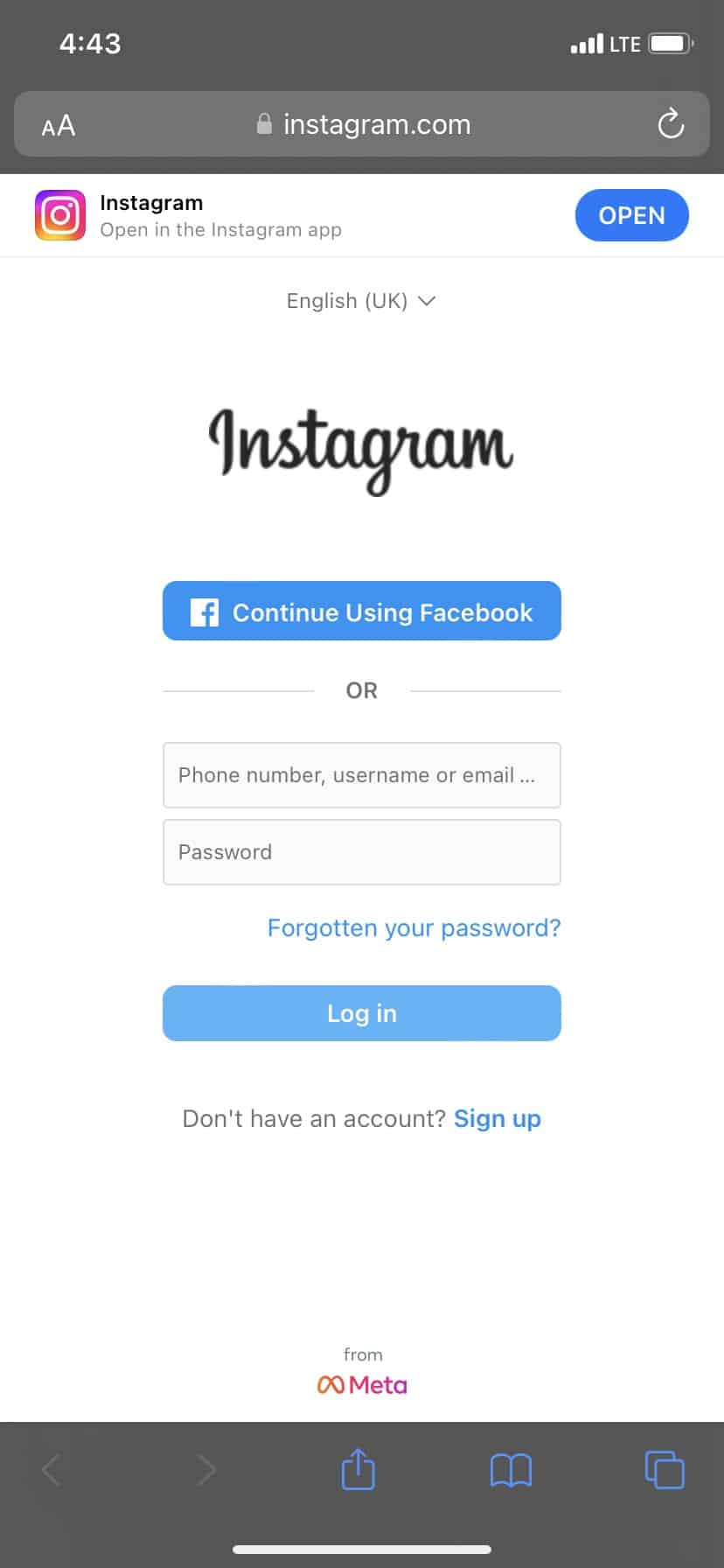 Accedi al tuo account | come eliminare l'account Instagram su iPhone