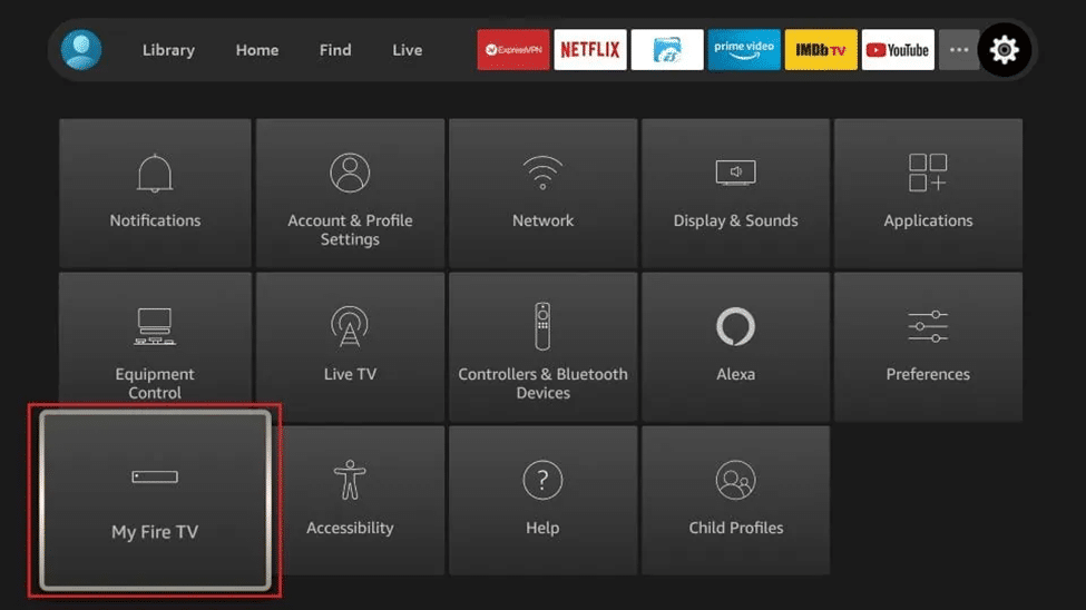 Vai su Impostazioni e seleziona My Fire TV |  come guardare la tv in diretta gratis su firestick