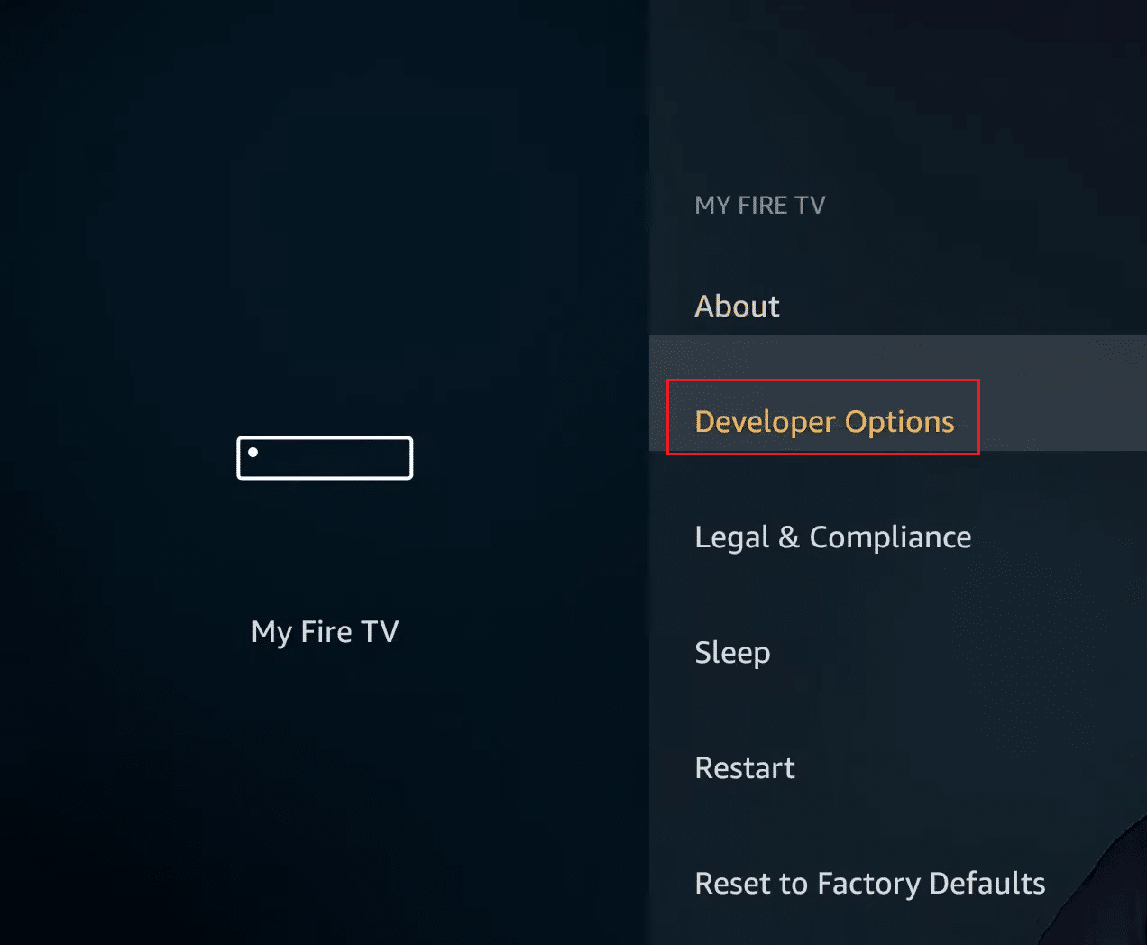 le mie opzioni per gli sviluppatori di fire tv in amazon firestick