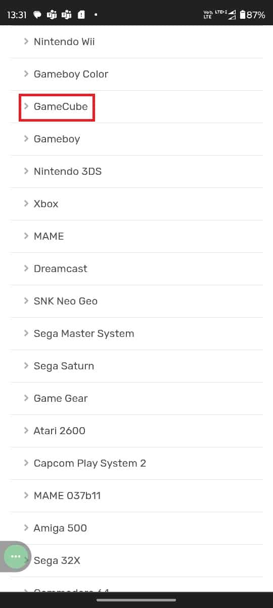 Seleziona GameCube dalle opzioni. | come giocare ai giochi gamecube su android 