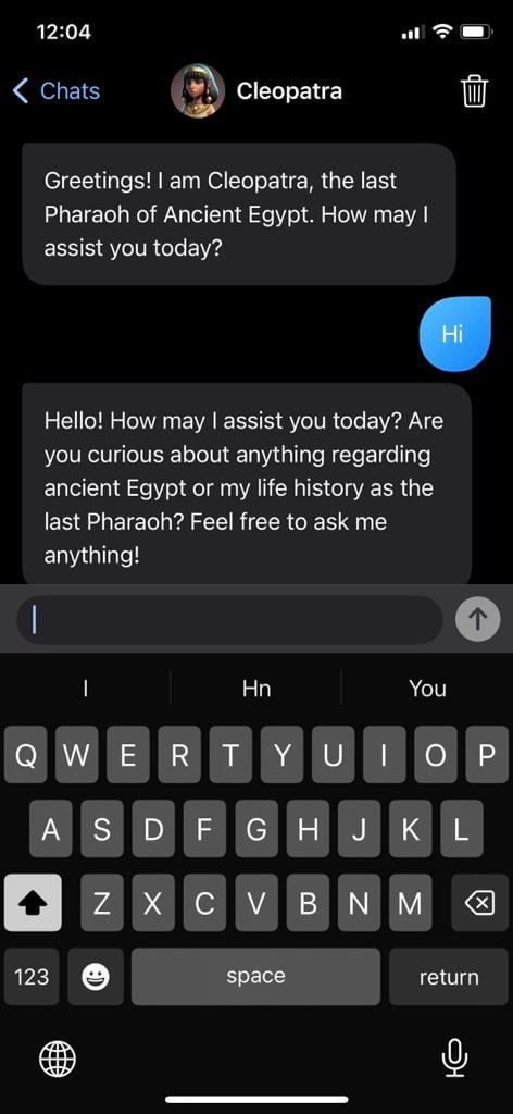 Superchat - Conversazione di chat virtuale AI con cleopatra