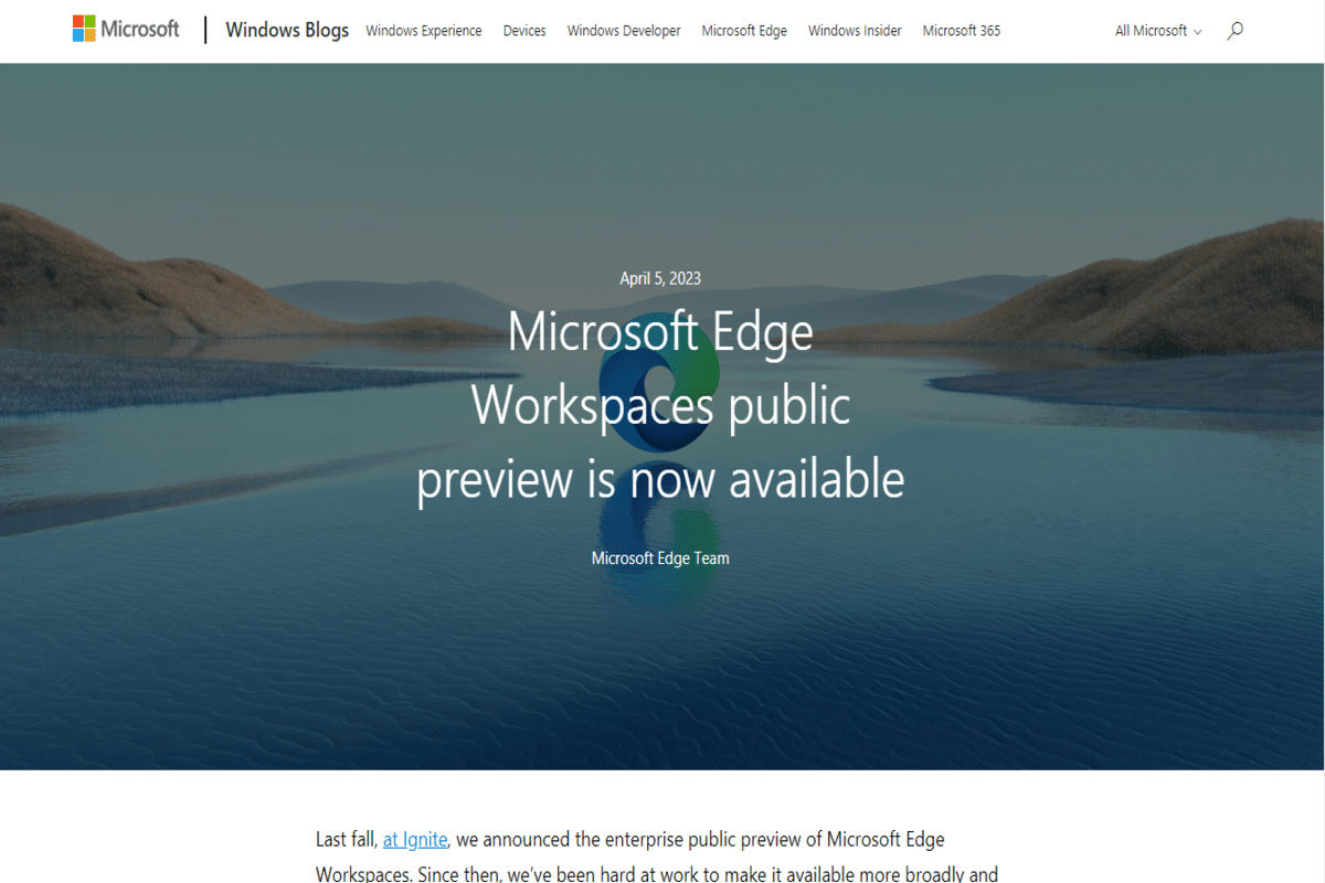 Microsoft Edge avvia le aree di lavoro in un'anteprima pubblica limitata