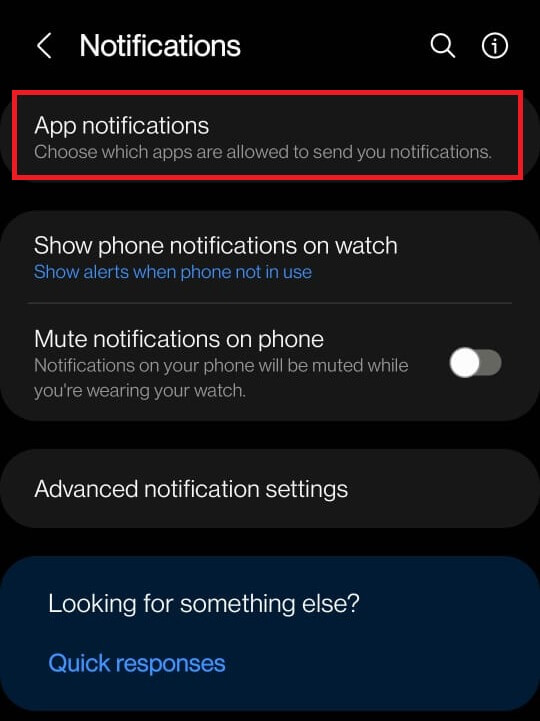 tocca l'opzione Notifica app