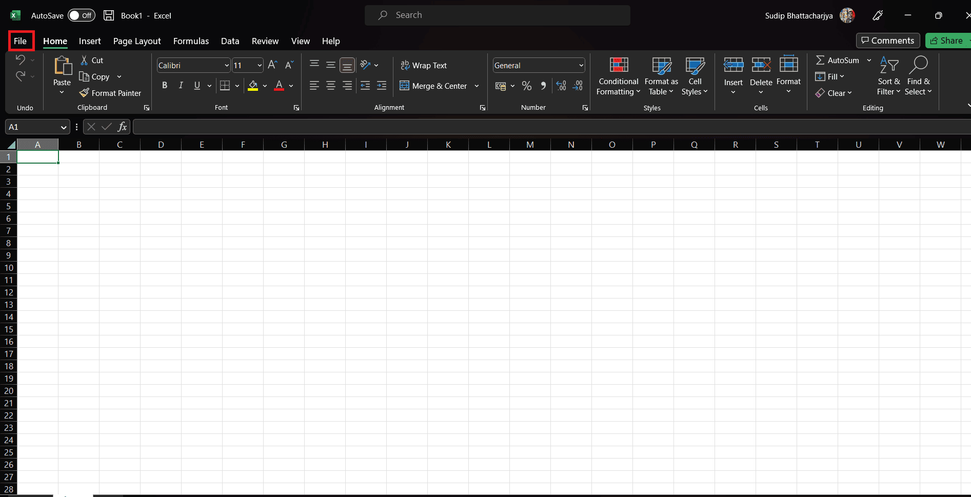 Apri una nuova cartella di lavoro di Excel e fai clic su File | come recuperare un file excel non salvato