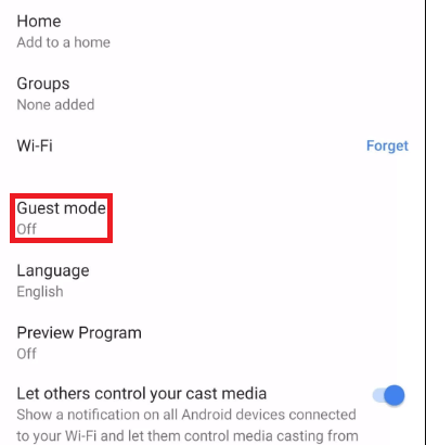 Modalità ospite Chromecast