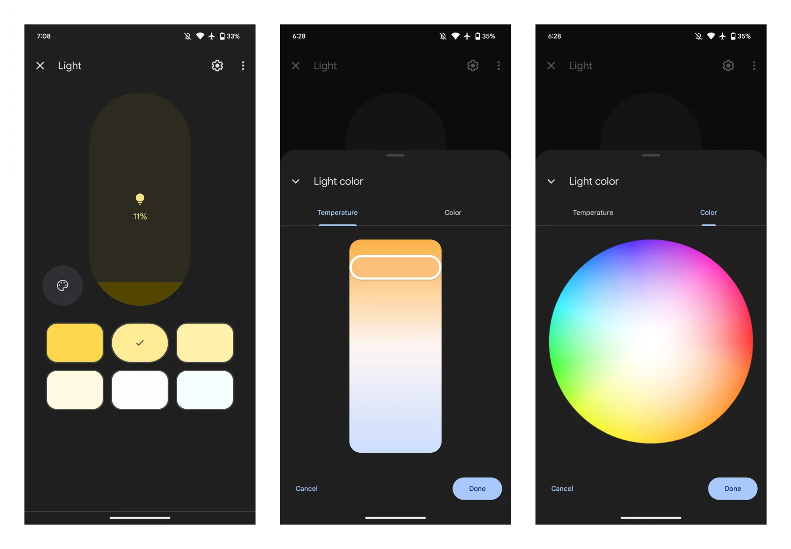 Google Home ha riprogettato il dispositivo di scorrimento delle luci e la ruota dei colori