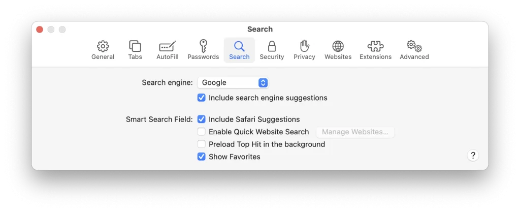 Opzione motore di ricerca in Safari - Come rimuovere Yahoo Search da Safari