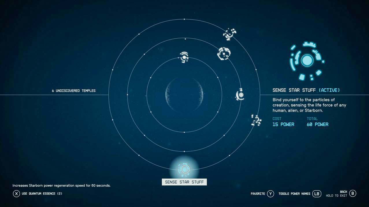 Grafico dei poteri di Starfield Starborn.