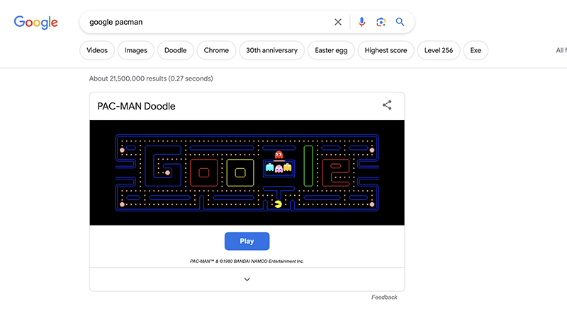 ricerca google pacman