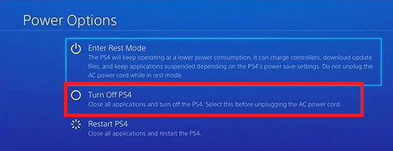 Fai clic su Spegni PS4 | Come ripristinare PS4 senza controller