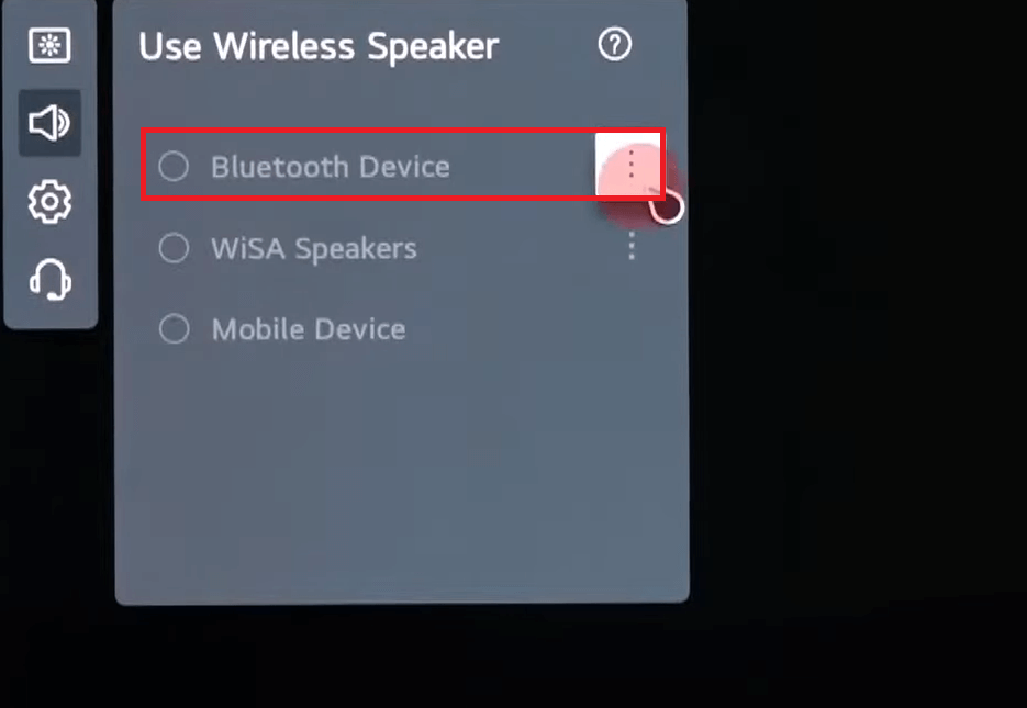 Seleziona i tre punti vicino al dispositivo Bluetooth