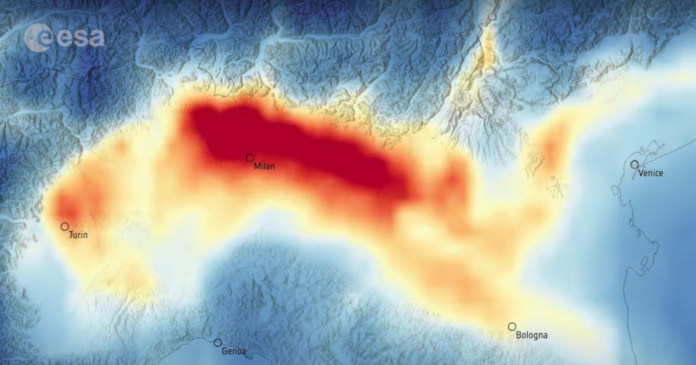 Inquinamento atmosferico nella Pianura Padana: le immagini dell’ESA non lasciano dubbi