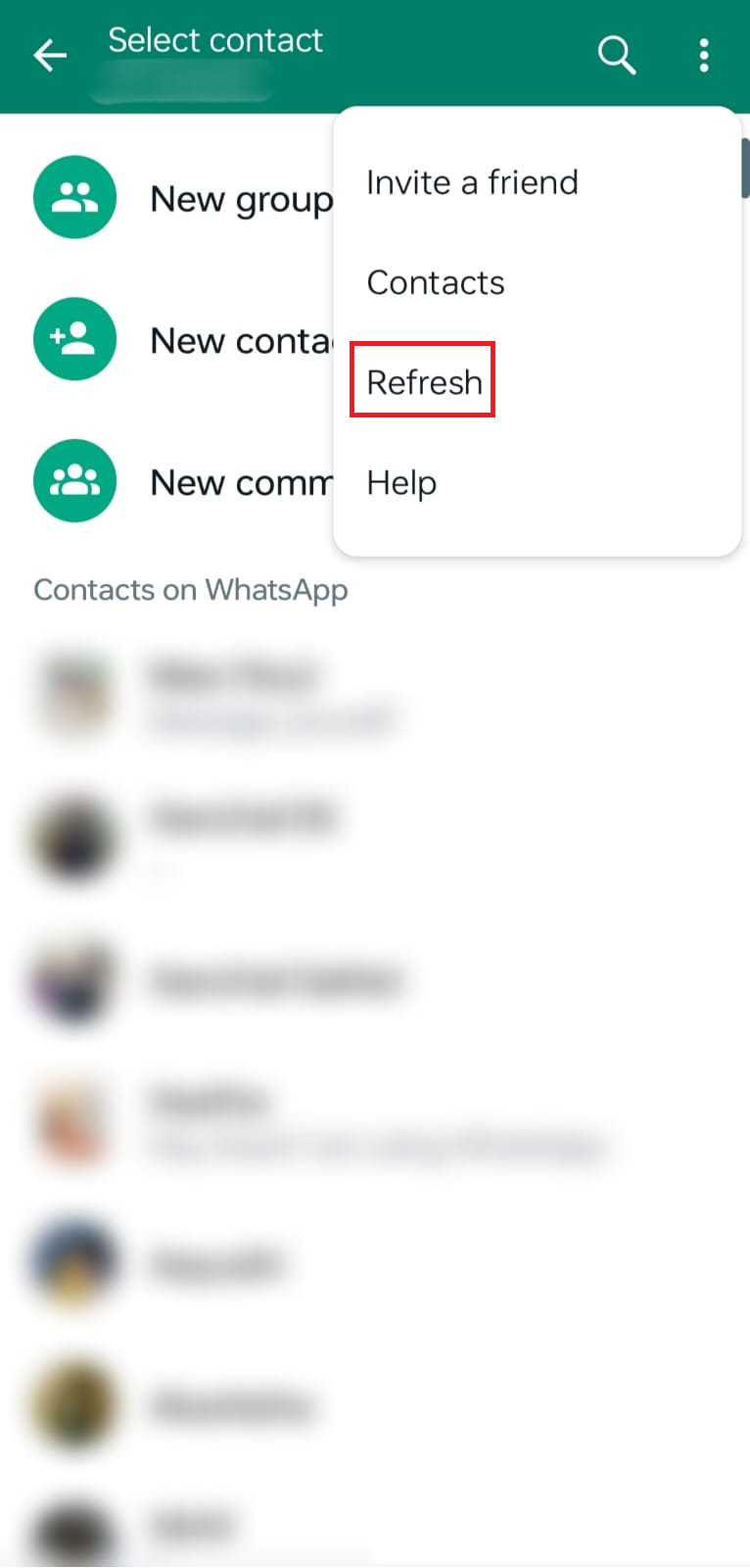 Tocca Aggiorna | Perché un contatto non viene visualizzato in WhatsApp sul telefono Android?