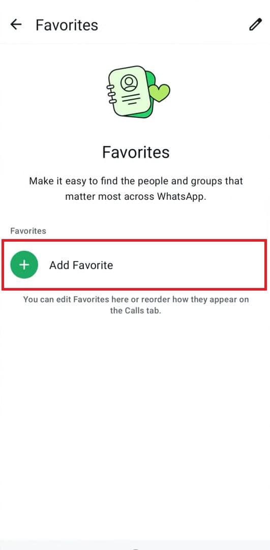 Tocca Aggiungi preferito | Come aggiungere contatti ai preferiti in WhatsApp