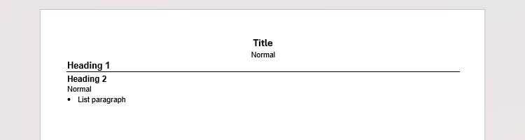 La parte superiore di un curriculum in Microsoft Word con i nomi degli stili digitati nel documento.