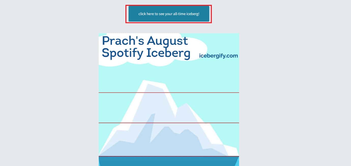 Seleziona clicca qui per vedere il tuo iceberg di tutti i tempi | Come ottenere il tuo iceberg Spotify