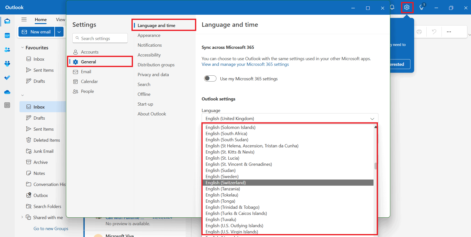 Seleziona la lingua che preferisci | Come cambiare lingua su Outlook