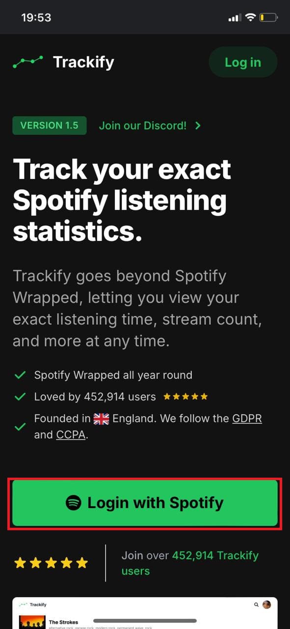 Tocca Accedi con Spotify | Come vedere il tempo di ascolto di Spotify