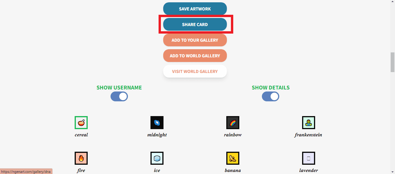 fare clic su Condividi carta | Come ottenere il grafico del DNA di Spotify